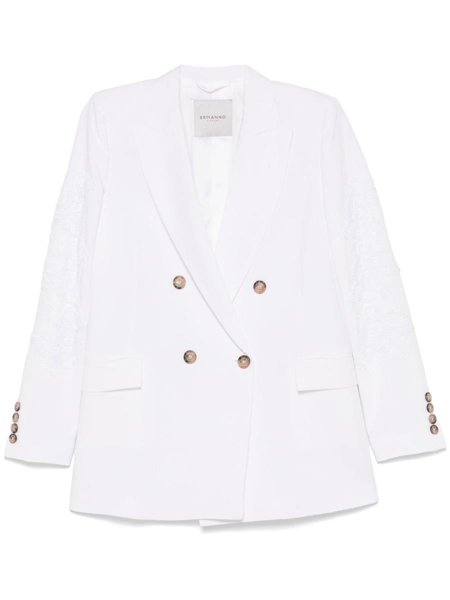 Ermanno Firenze Linen And Cotton Embroidered Blazer Jacket