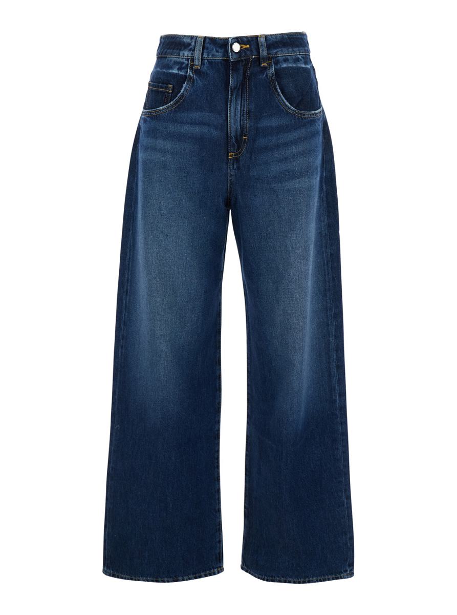 'Poppy' Blue Jeans With Medium Rise And Logo Patch On The Rear In Denim Woman