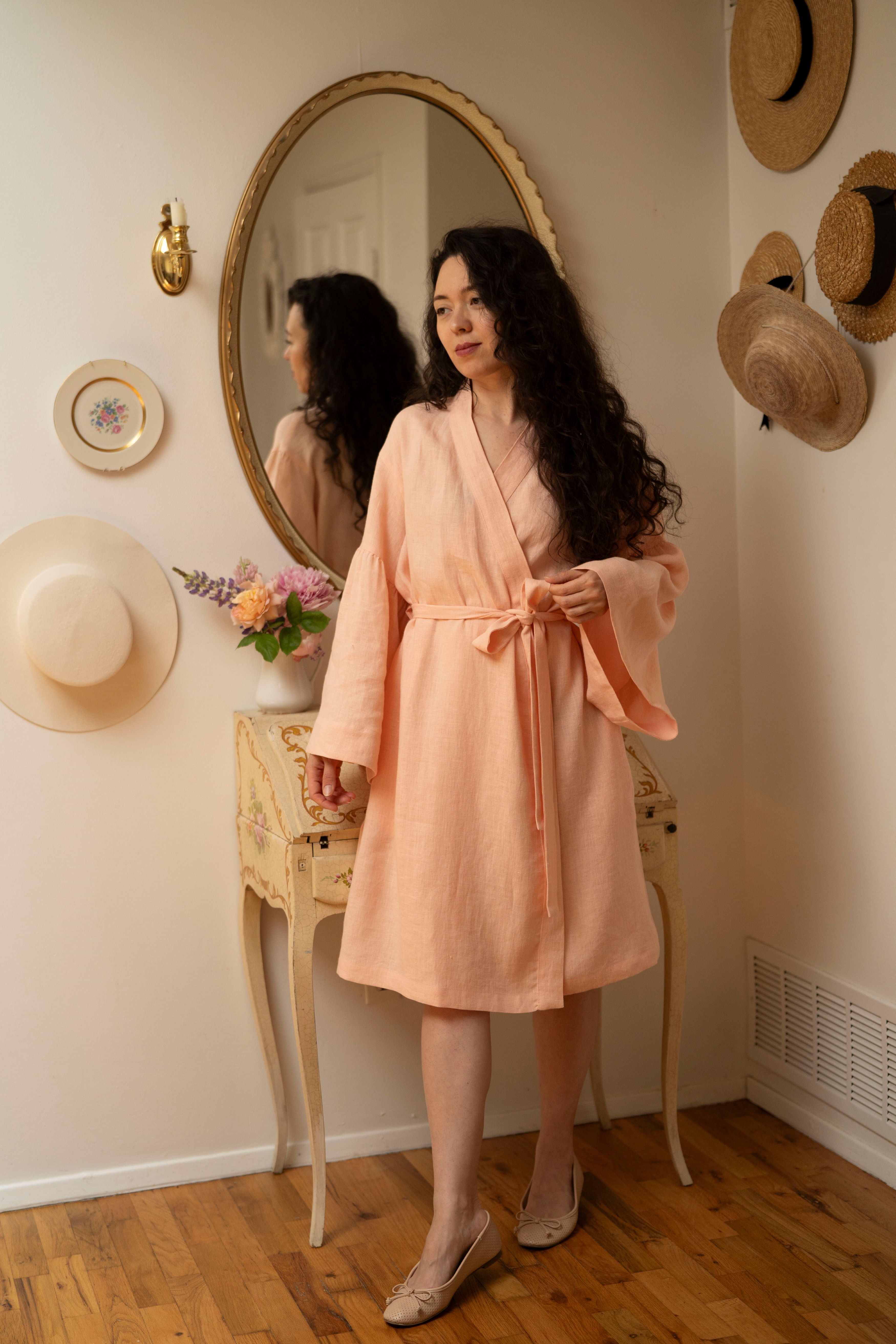 Ready to Ship | Linen Breeze Robe in Peach