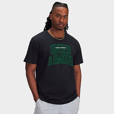 Under Armour Men's UA Heavyweight Varsity Mix T-Shirt in Black/Team Kelly Green Size: Medium