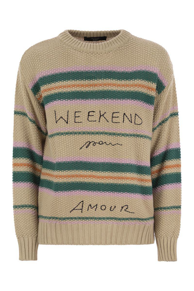 Weekend Max Mara Marrone - Cotton Yarn Sweater With Embroidery