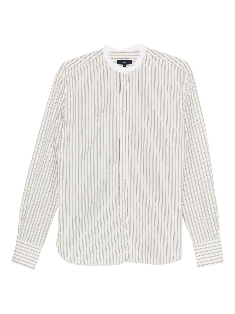 Soeur 'Bermudes' Shirt With A Thin Stripe Pattern And Mandarin Collar