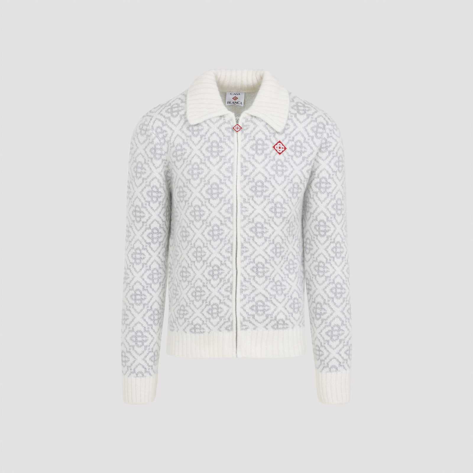 Casablanca Silver Monogram Zip Up Sweatshirt