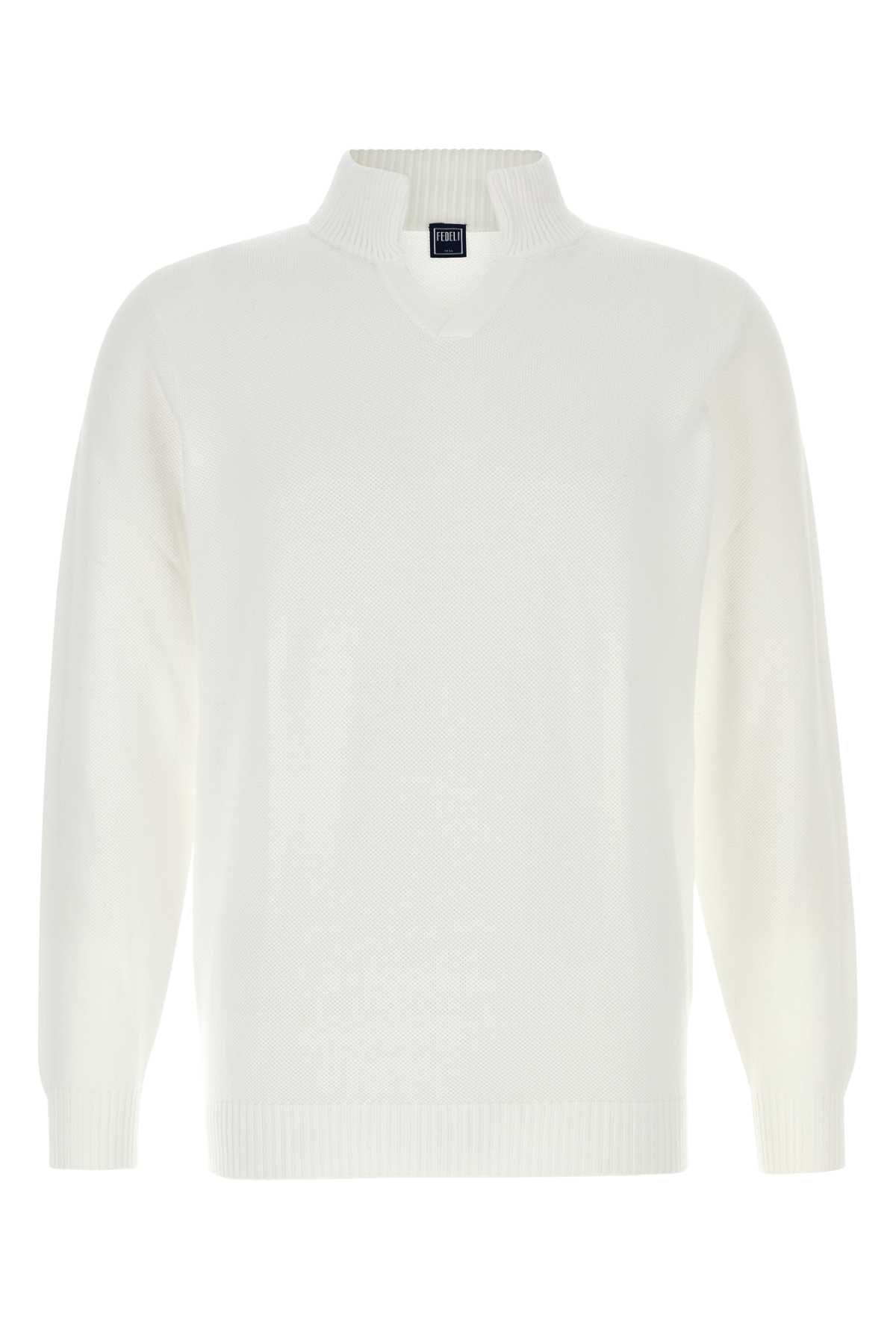 Fedeli White Cotton Sweater