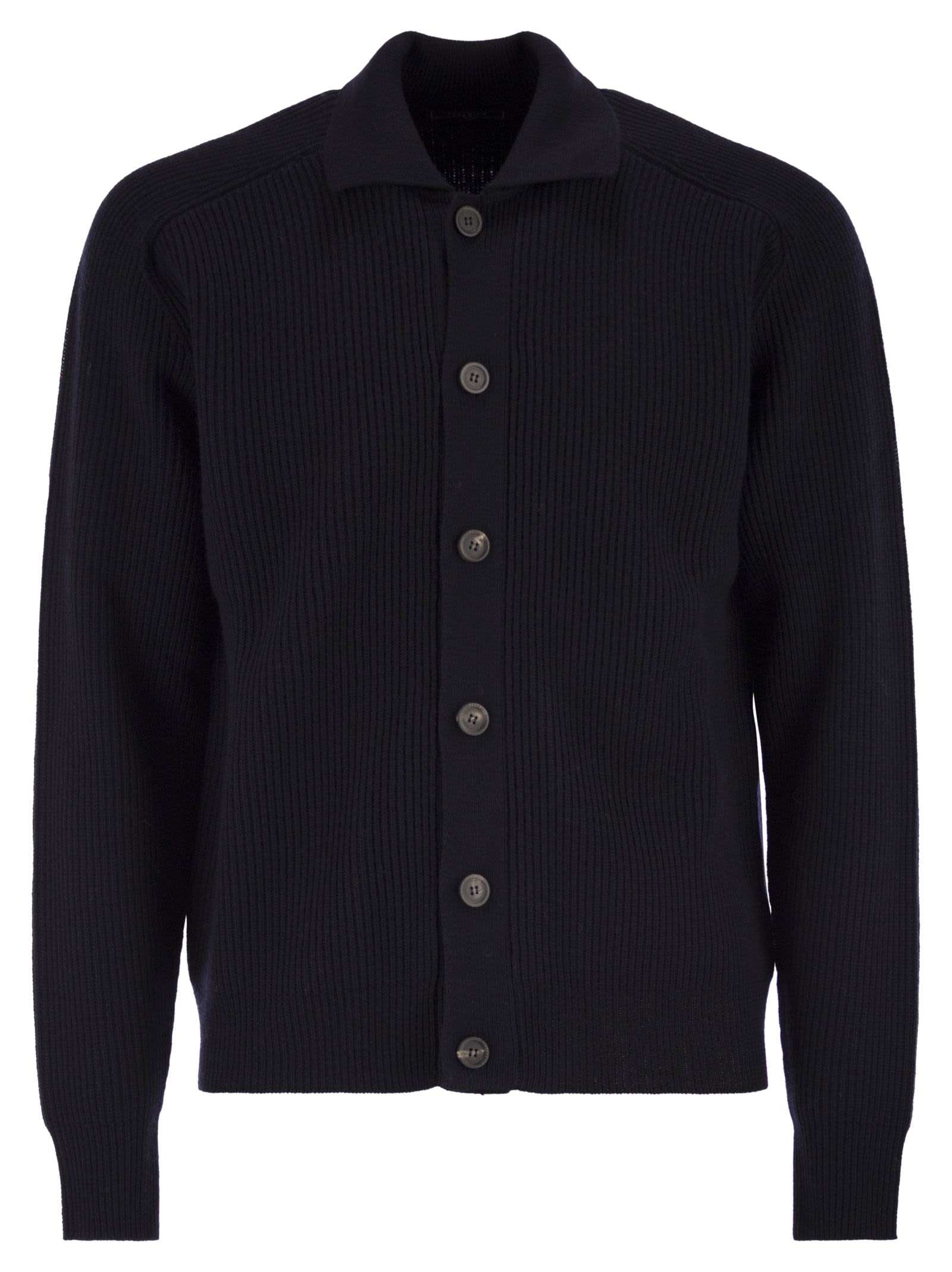 Peserico English Ribbed Wool Cardigan