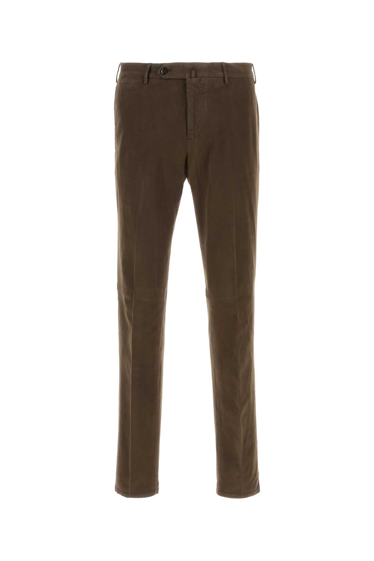PT Torino Brown Stretch Modal Blend Pant