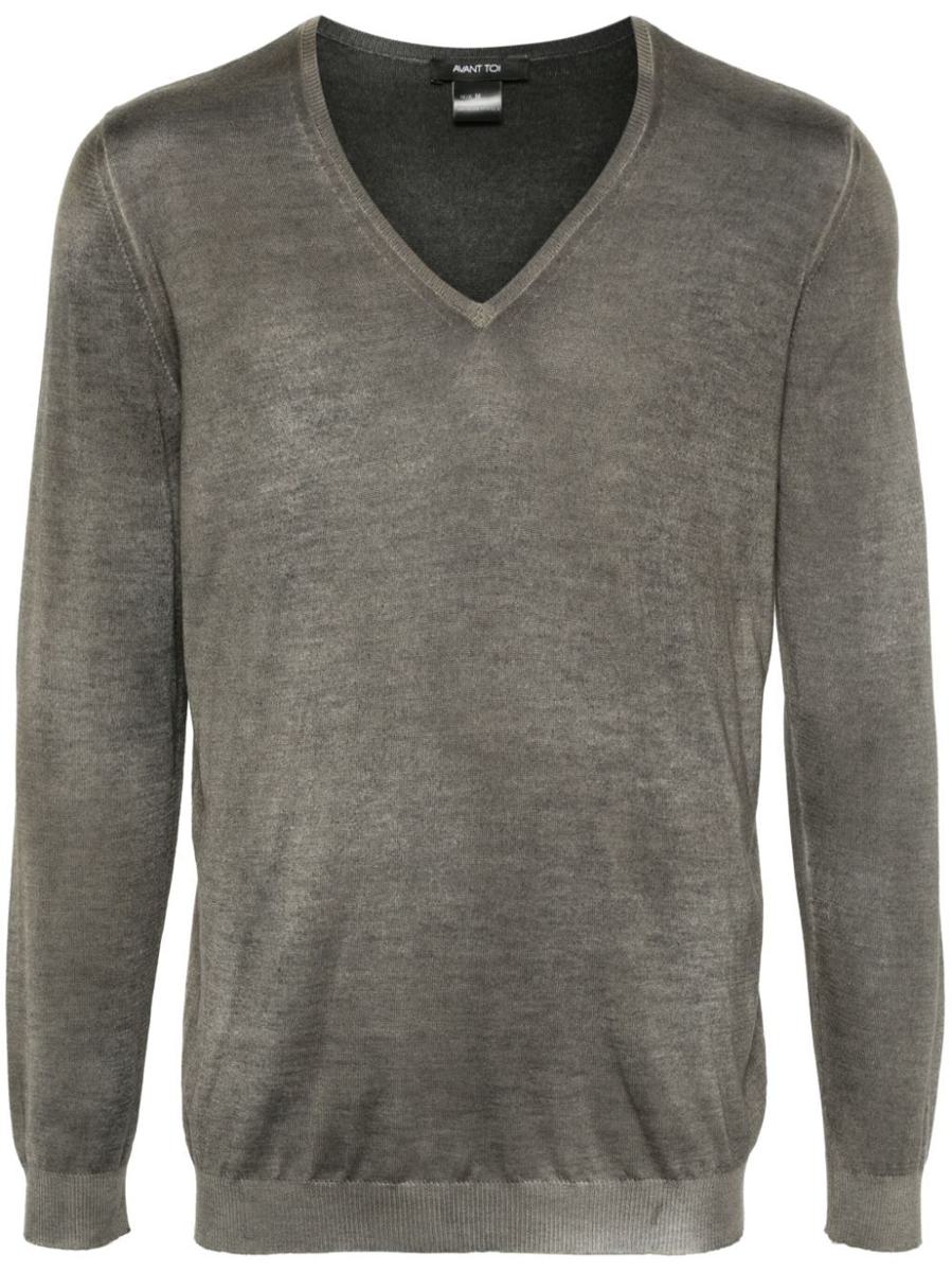 Avant Toi Camouflage Effect V Neck Pullover Clothing