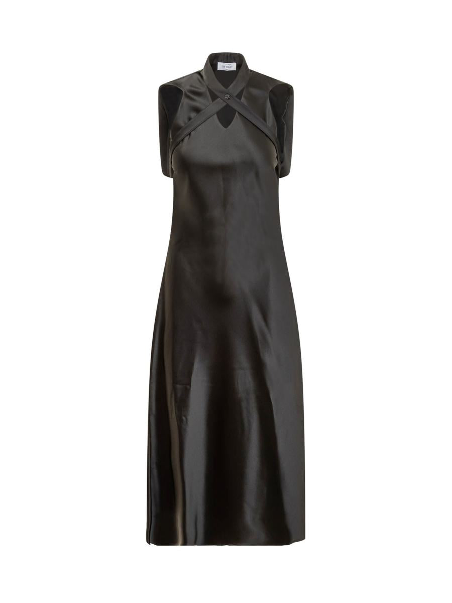Off-White Satin Dress
