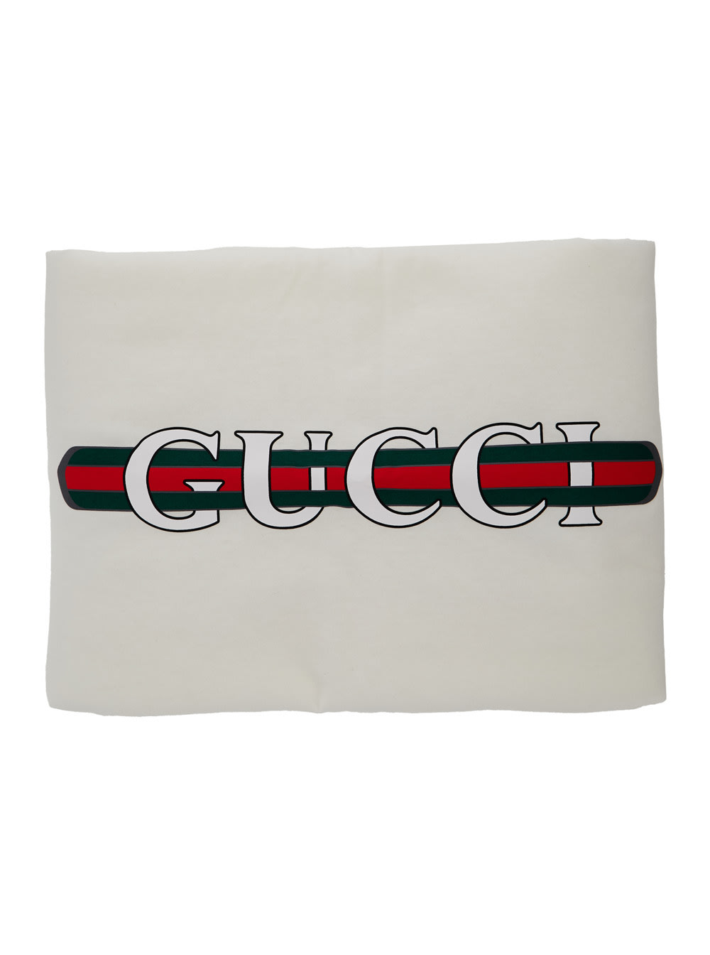 Gucci White Blanket With Logo And Web Detail In Cotton Baby