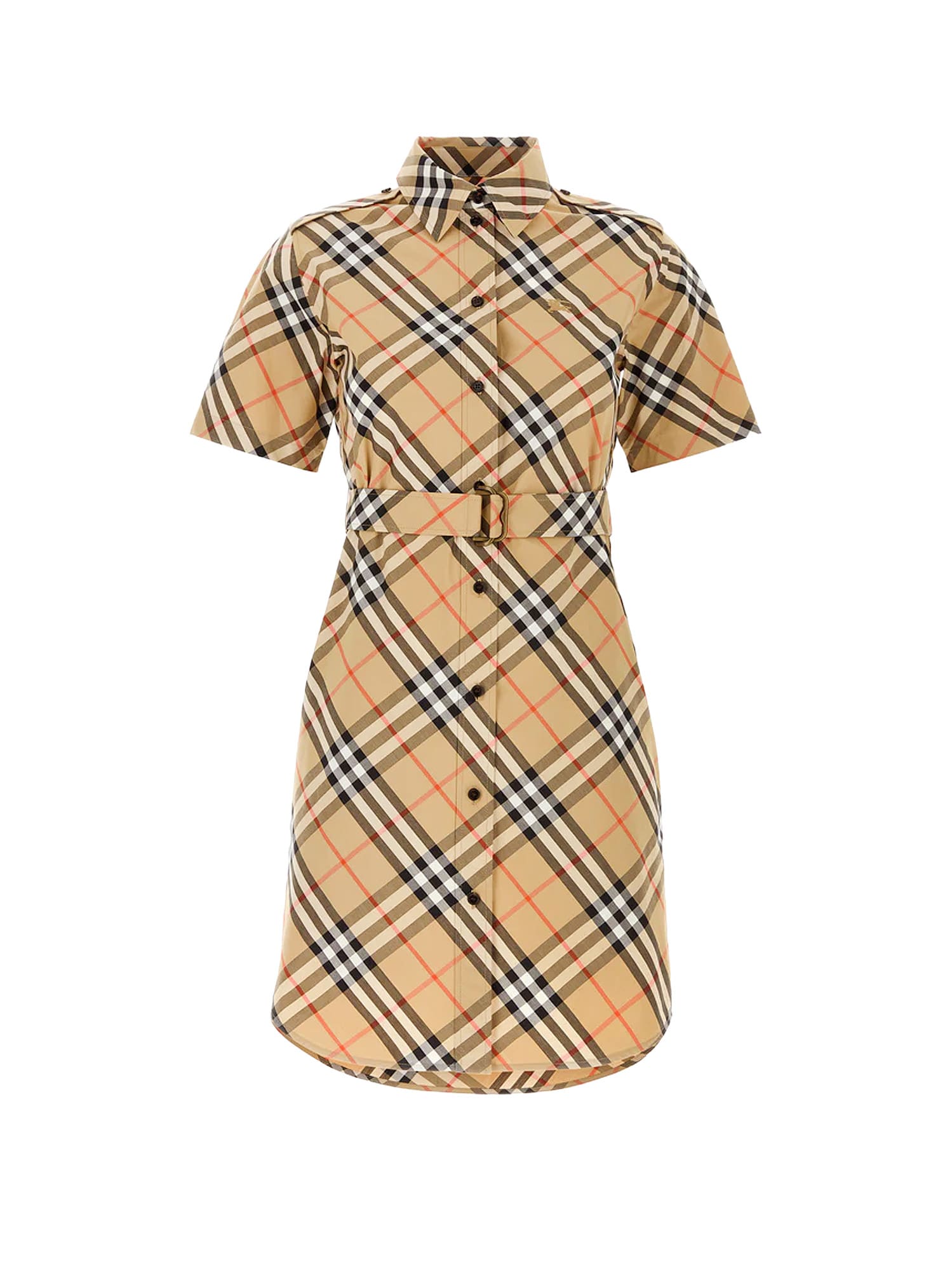 Burberry Chemisier Cotton Dress With Check Print