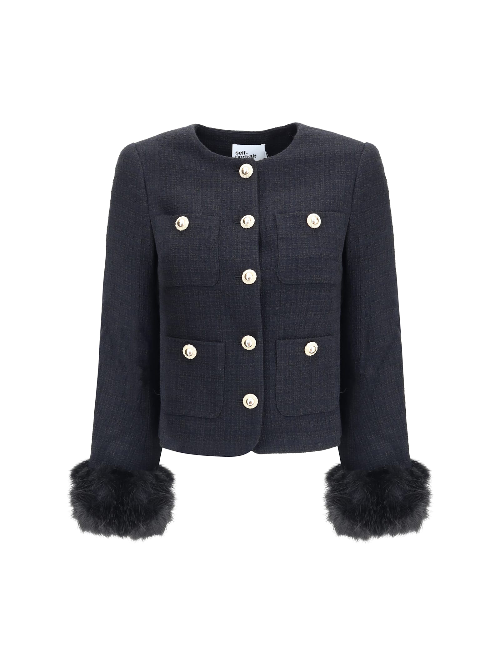 self-portrait Fur Cuffed Jacket