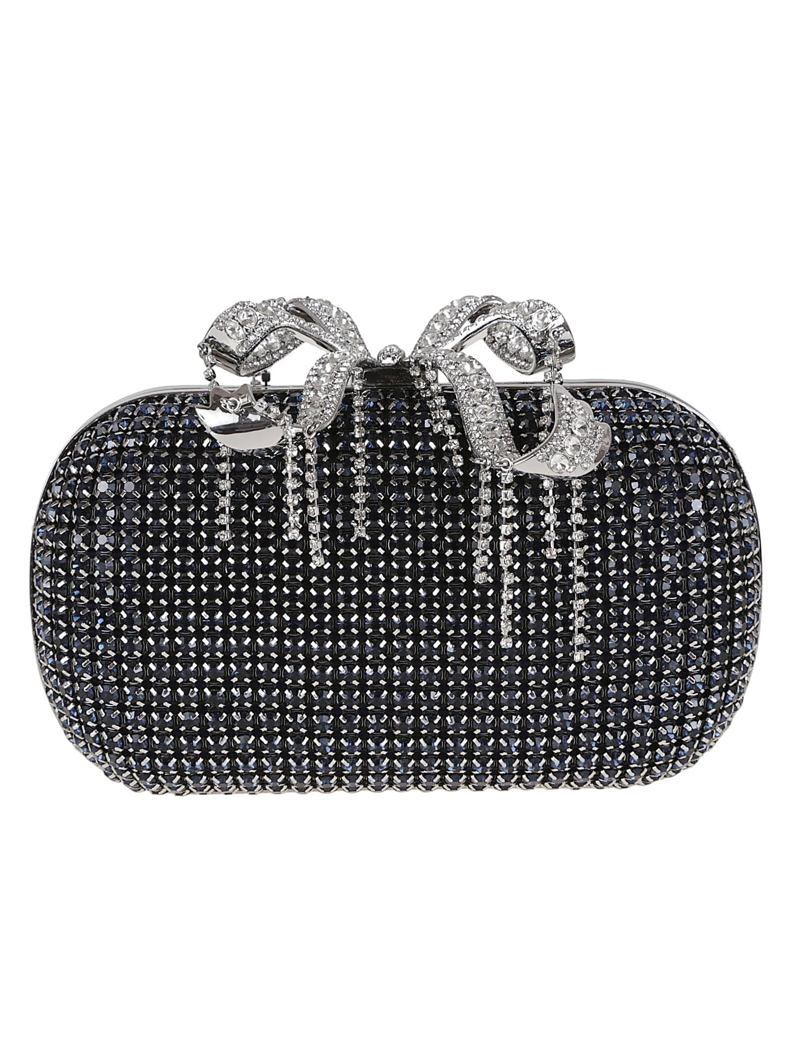 self-portrait Navy Chainmail Clutch Bag