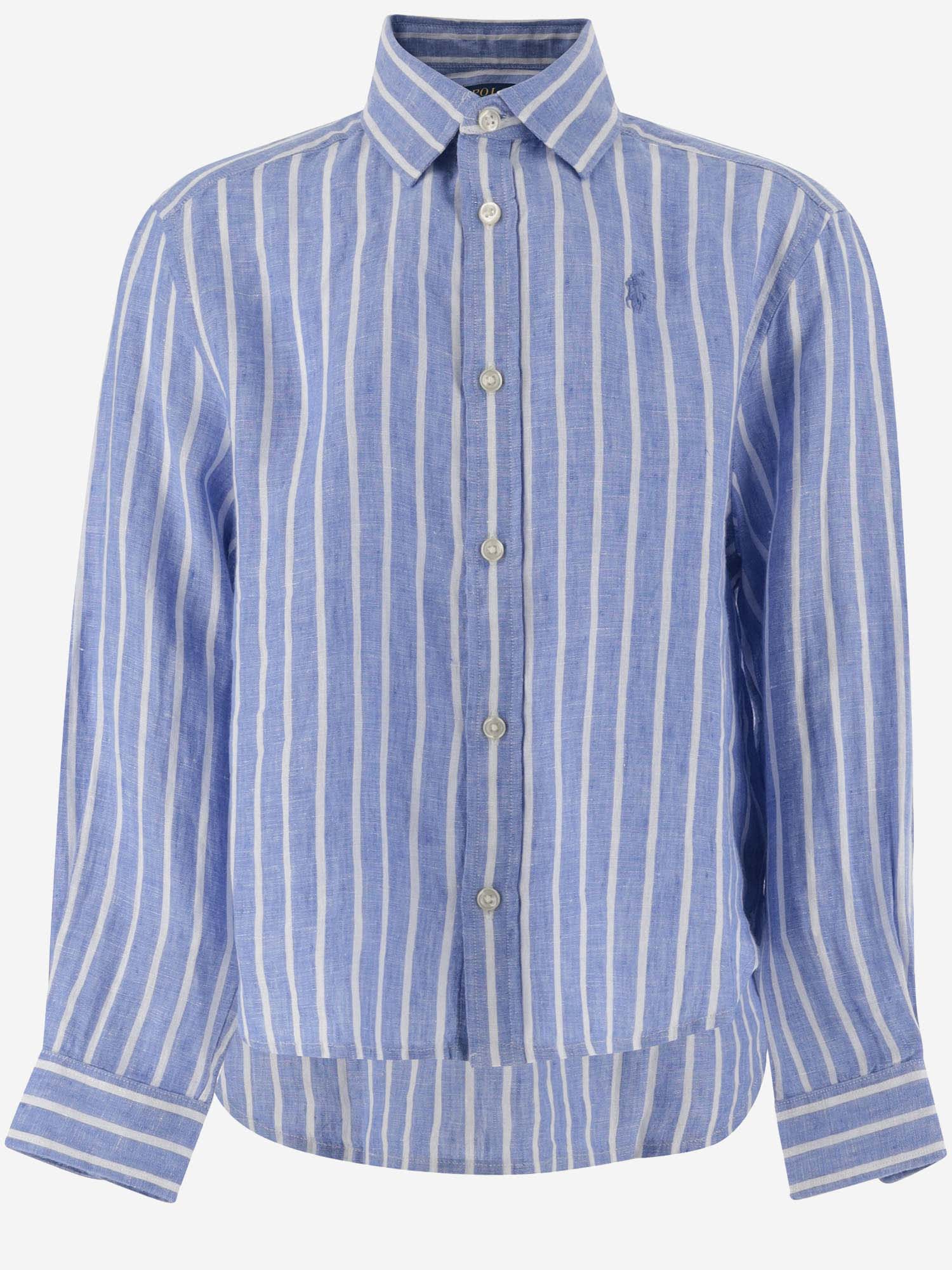 Ralph Lauren Striped Linen Shirt With Logo