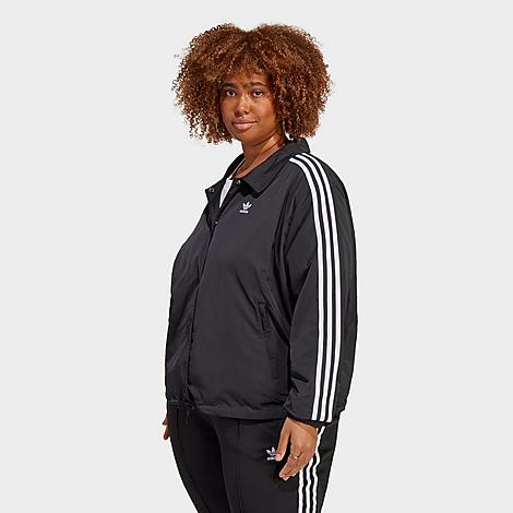 adidas Women's Originals adicolor Classics 3-Stripes Coach Jacket (Plus Size) in Black Size: 1X
