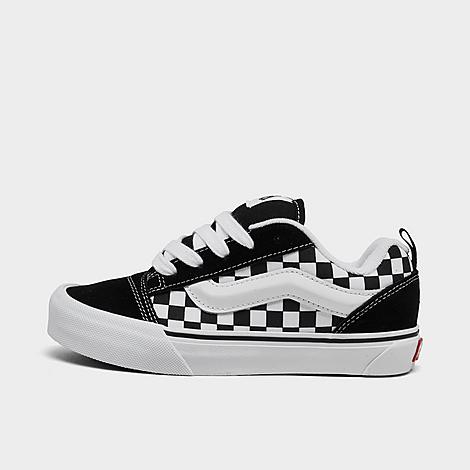 Vans Little Kids Knu Skool Casual Shoes in Checkerboard Black/True White Size: 1