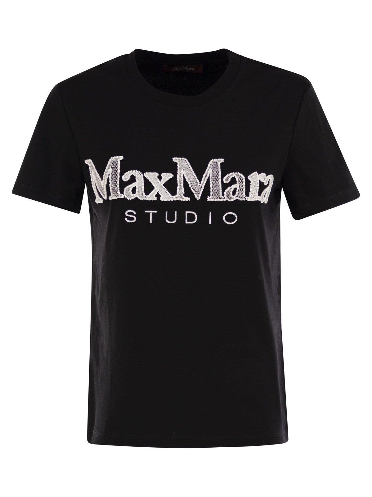 Max Mara Studio Logo Embroidered Crewneck T-shirt
