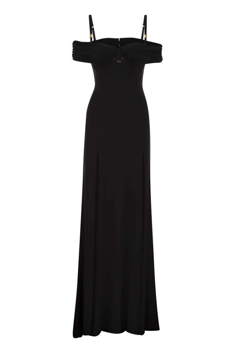 Elisabetta Franchi Red Carpet Crepe Jersey Dress With Corset