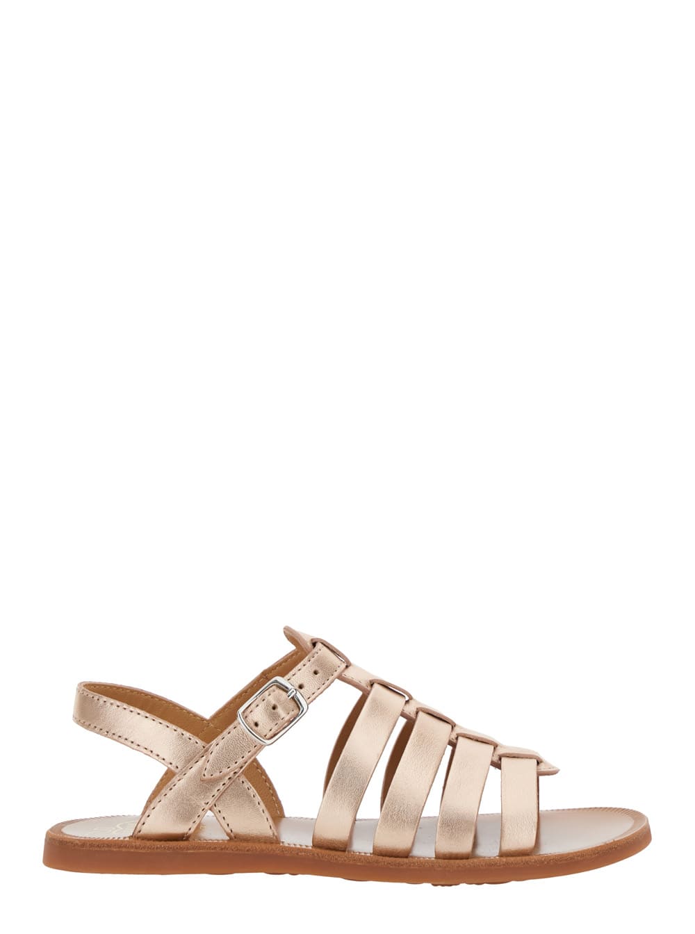 Pom d'Api plagette Metallic Sandals With Open Toe And Laminated Band Details In Leather Girl