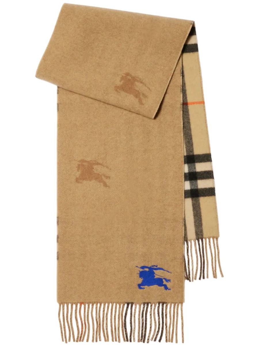 Burberry Reversible Ekd Check Cashmere Scarf Accessories
