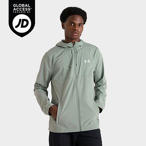 Under Armour Men's Lock-Up Woven Full-Zip Jacket in Silica Green/White Size: Large