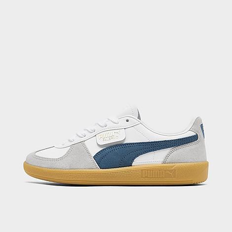 PUMA Men's Palermo Leather Low Casual Shoes in Puma White/Blue Horizon/Gum Size: 8.0
