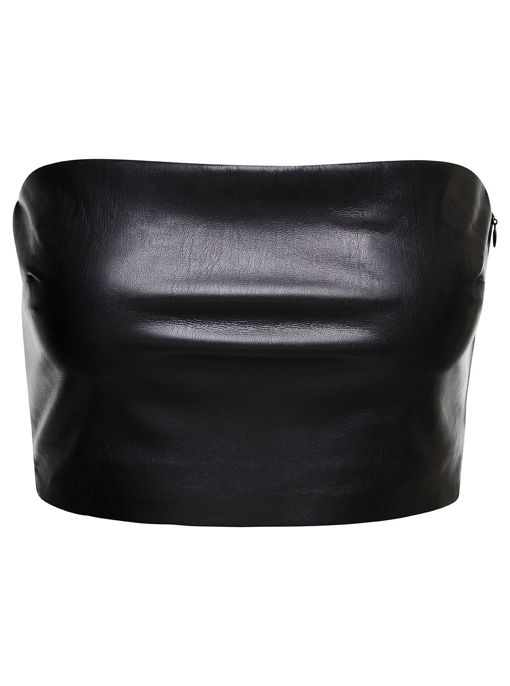 The Andamane Black Bandeau Tube Top Crop Faux Leather In Polyester Woman