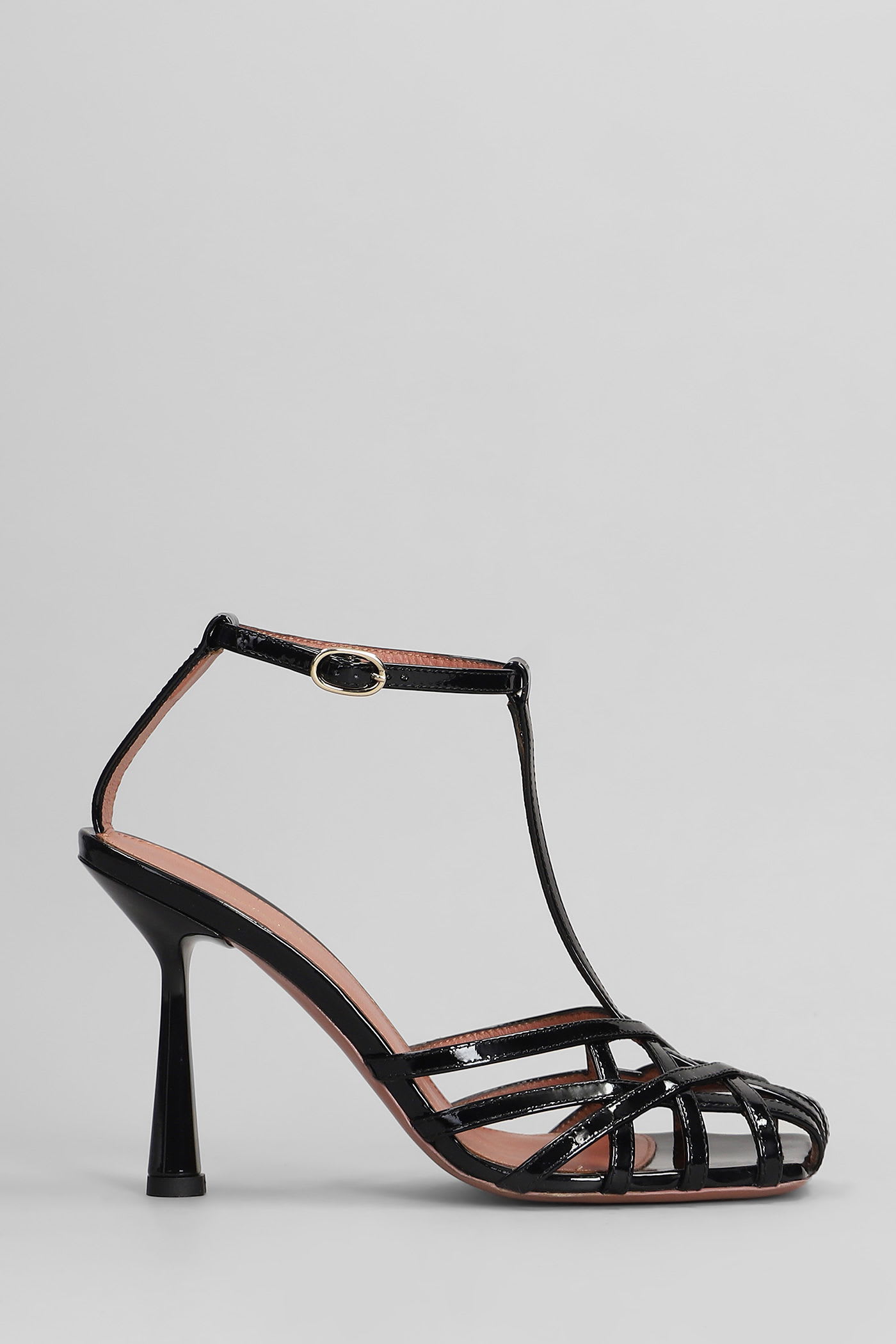 Aldo Castagna Lidia Sandals In Black Patent Leather