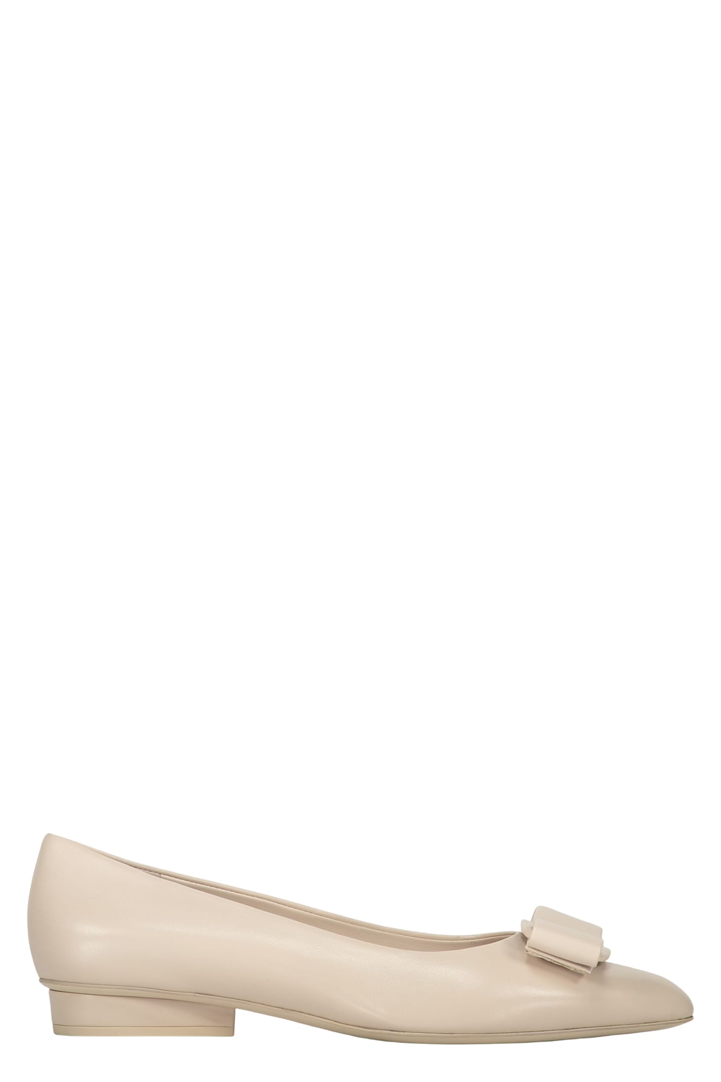 Ferragamo Leather Ballet Flats With Logo