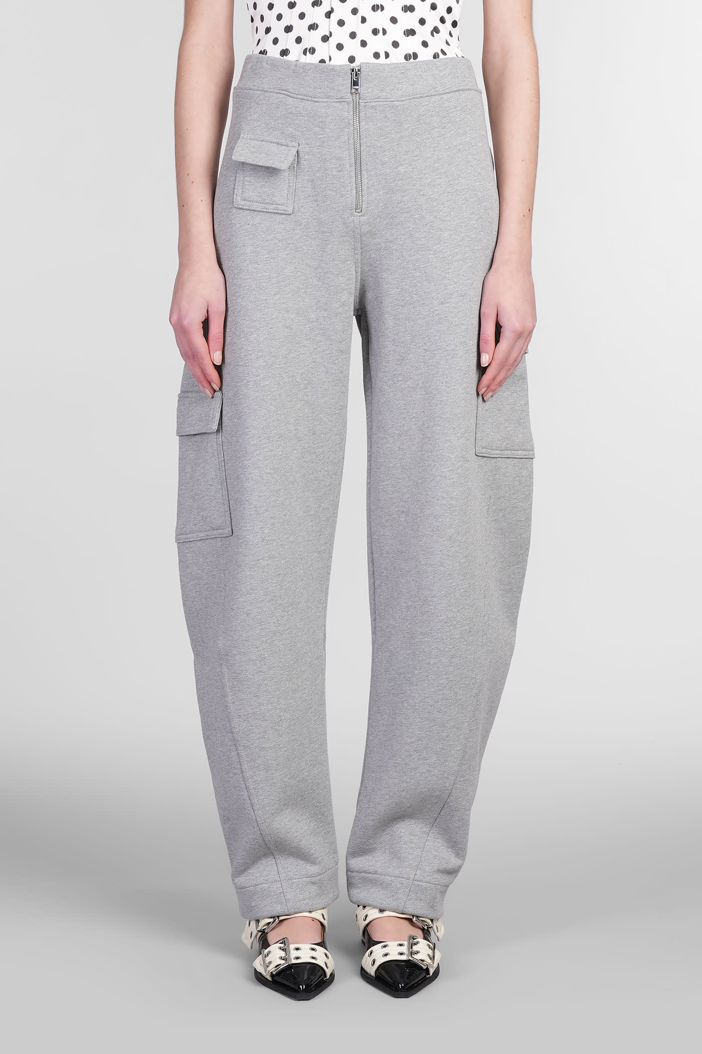 Ganni Pants In Grey Cotton
