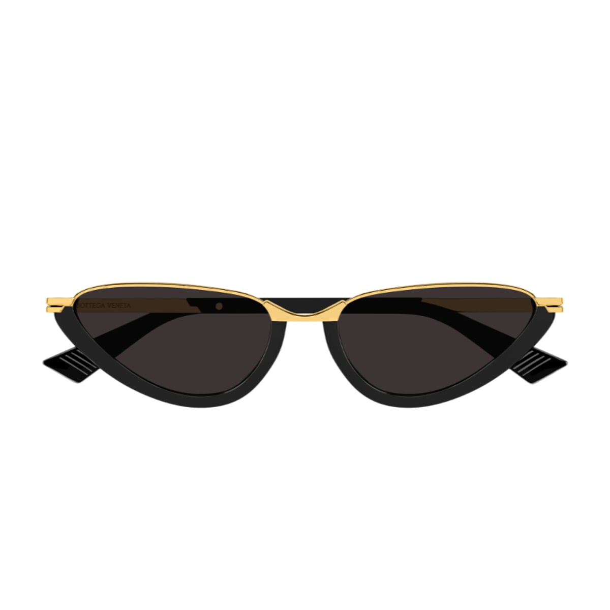 Bottega Veneta Eyewear Bottega Veneta Bv1346s Linea Ribbon 001 Black Gold Sunglasses