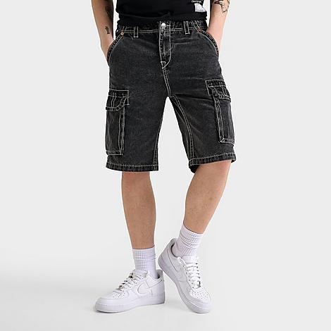 True Religion Men's Vinny Big T Cargo Denim Jean Shorts in Black Wash Size: 32