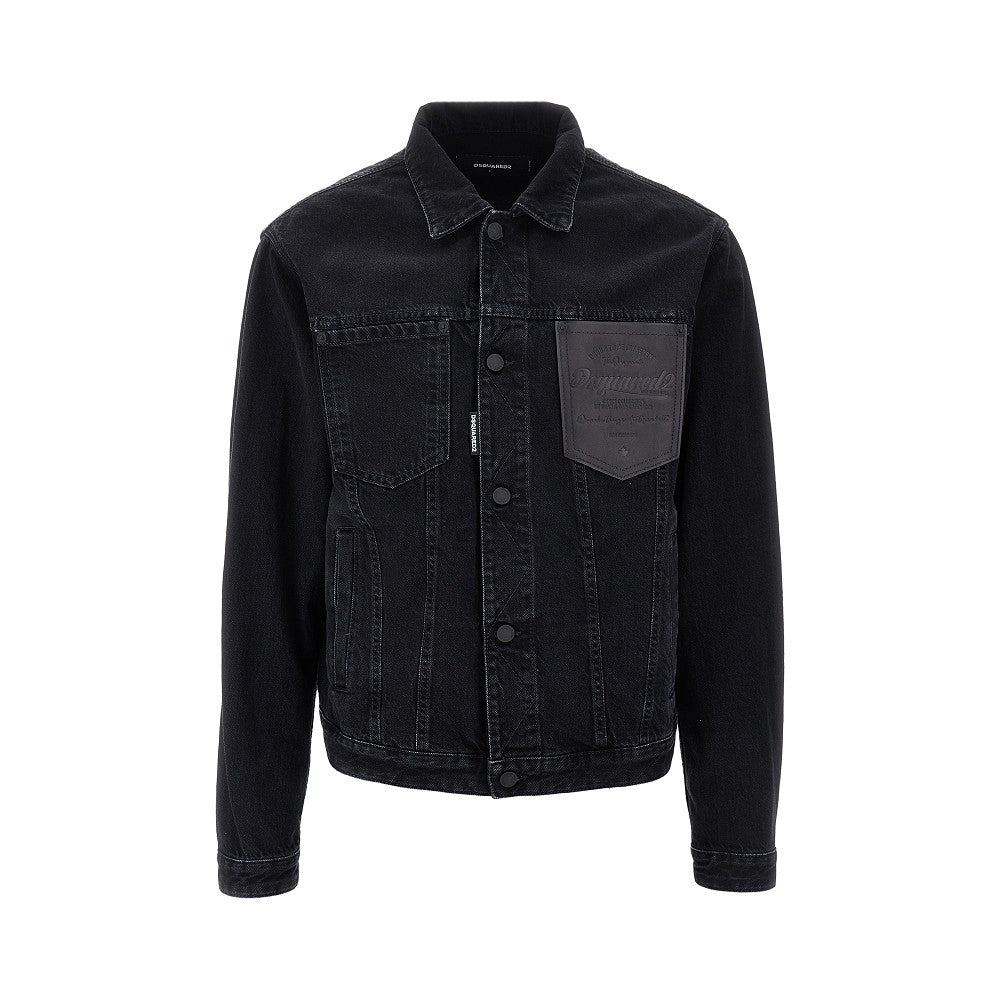 DSQUARED2 Oversized denim jacket with leather pocket Man