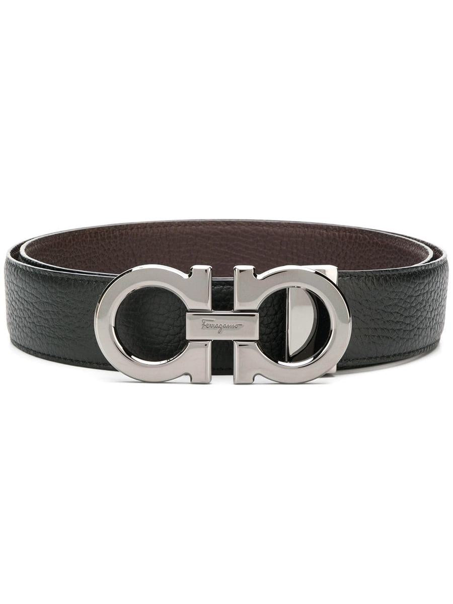 Salvatore Ferragamo Semi-Matt Grained Leather Reversible Gancini Belt Accessories