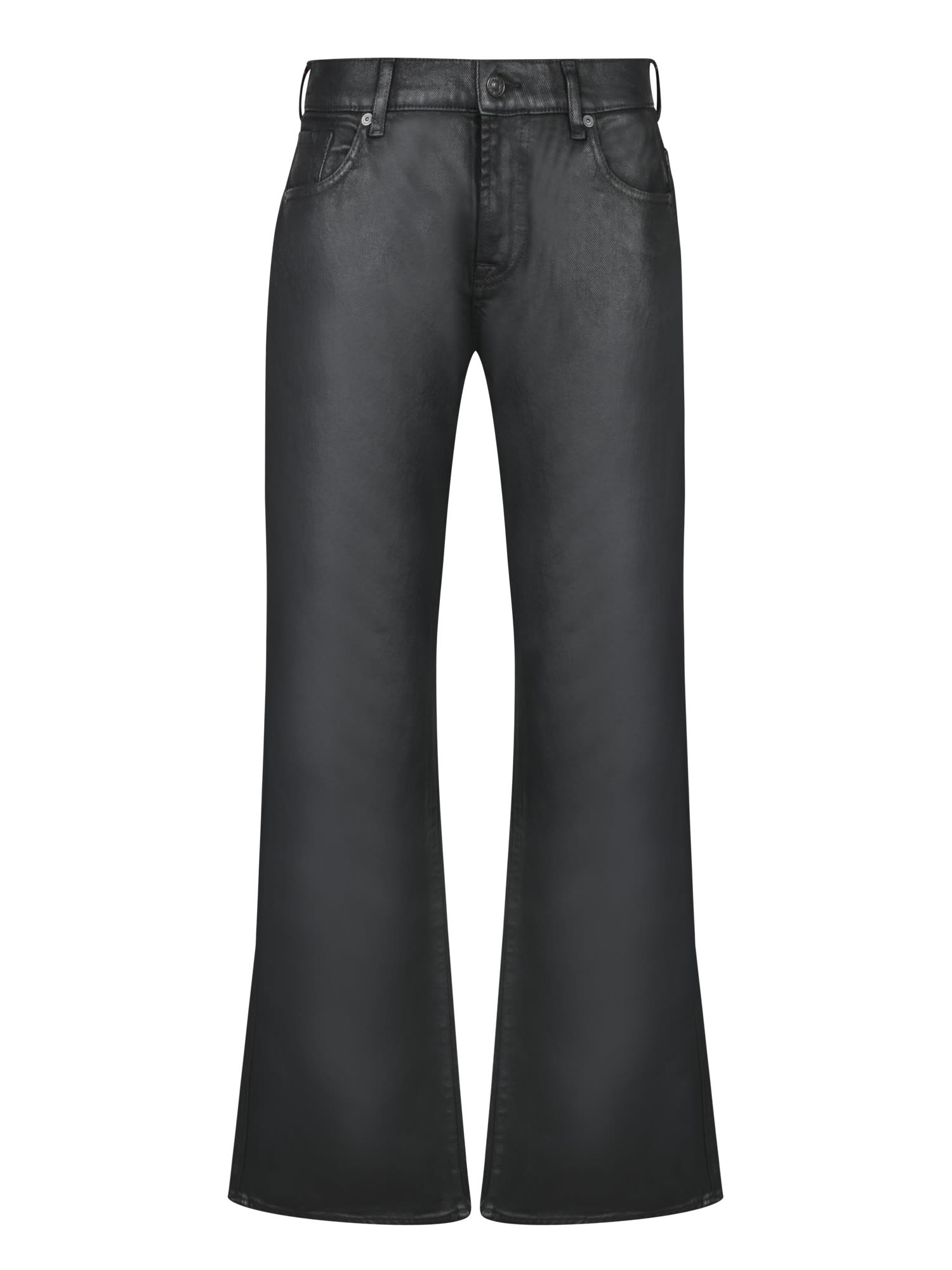 7 For All Mankind Spencer Flare Coated Black Jeans
