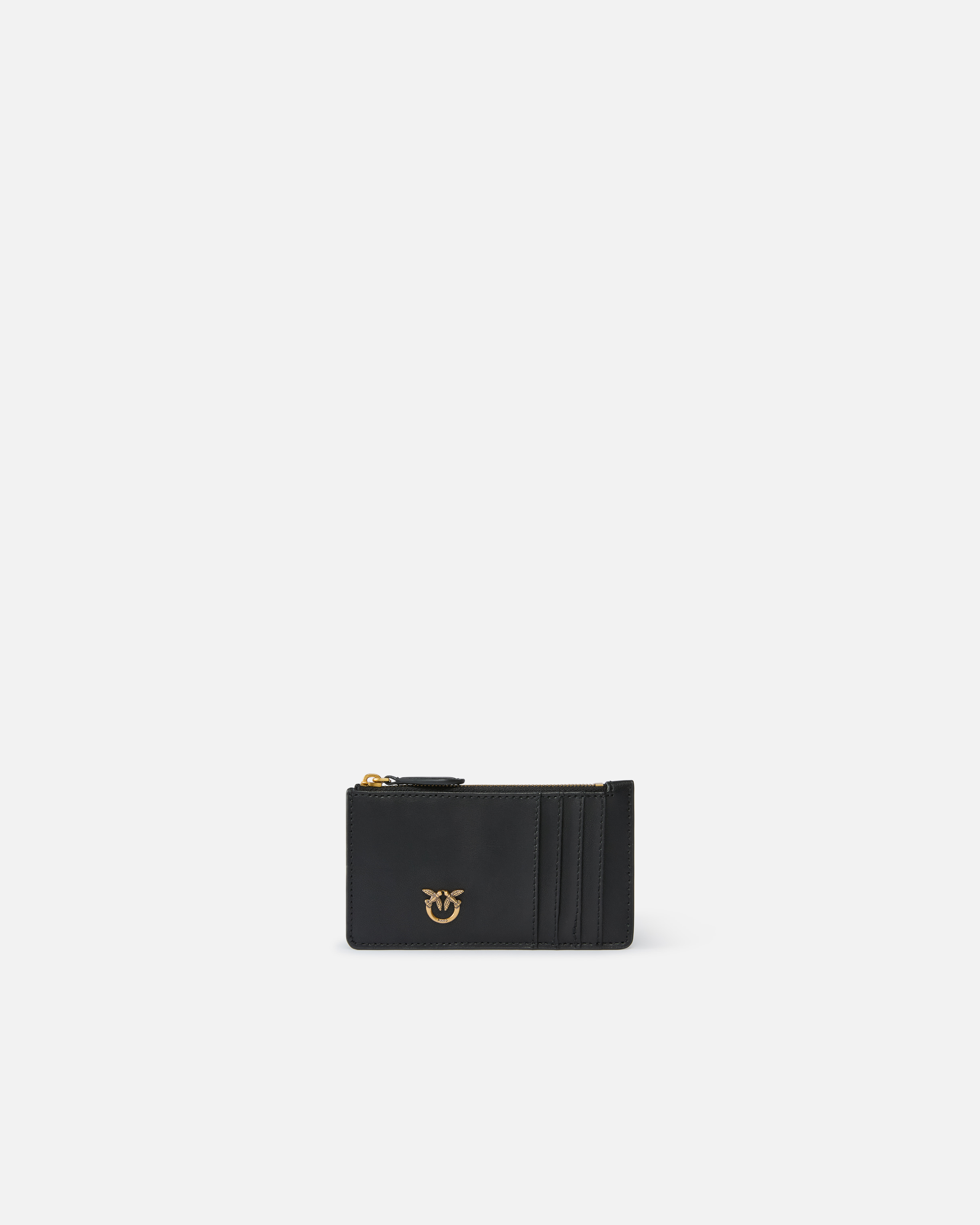 Pinko, Porte-cartes zippé à motif en chevrons, Noir-vieil or, U
