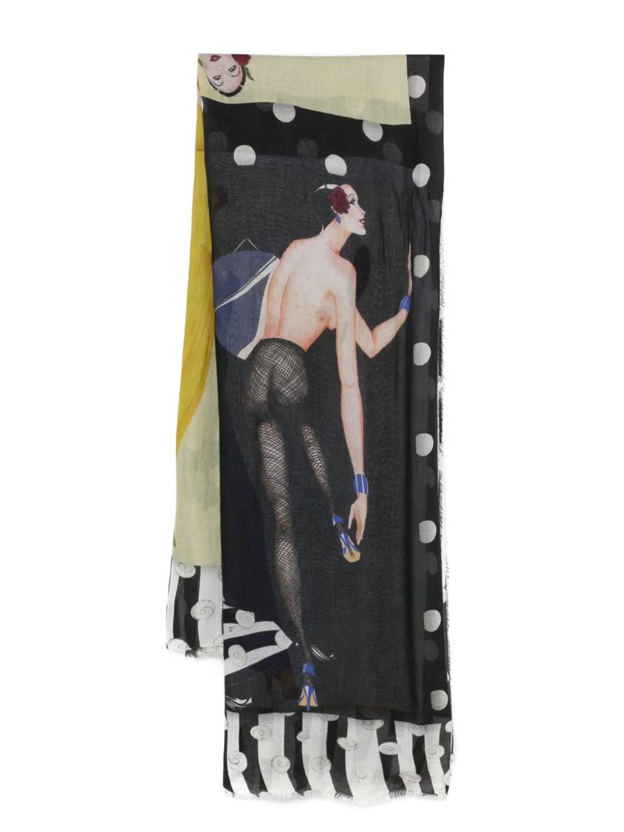 Faliero Sarti Stylist Sketch-Style Print Modal Scarf Accessories