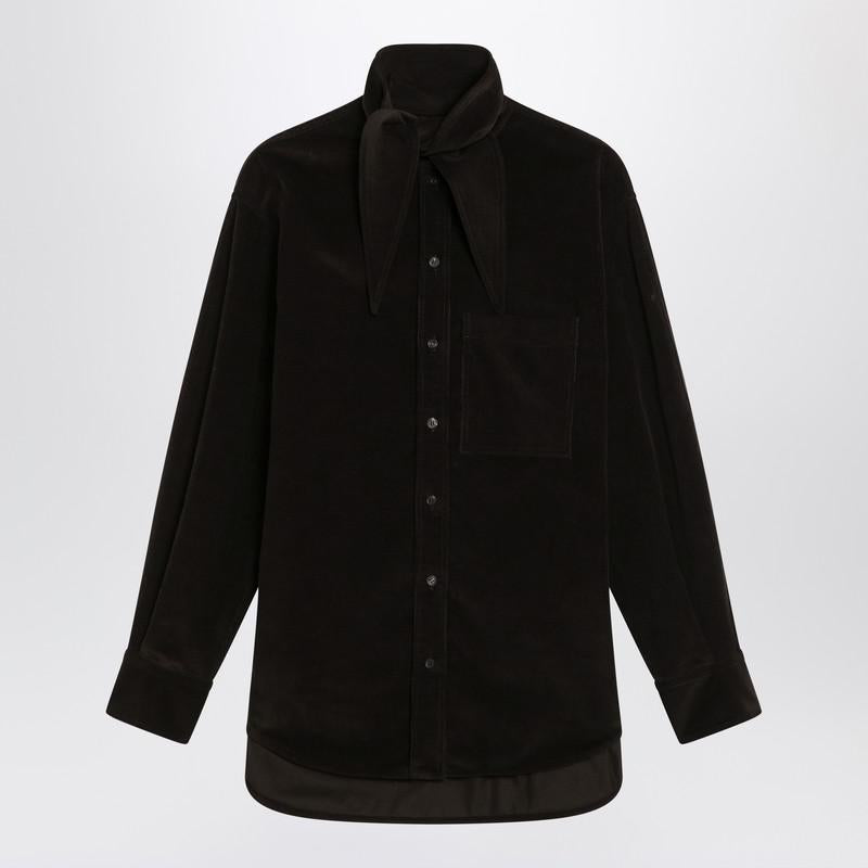Salvatore Ferragamo Brown Shirt In Ribbed Velvet