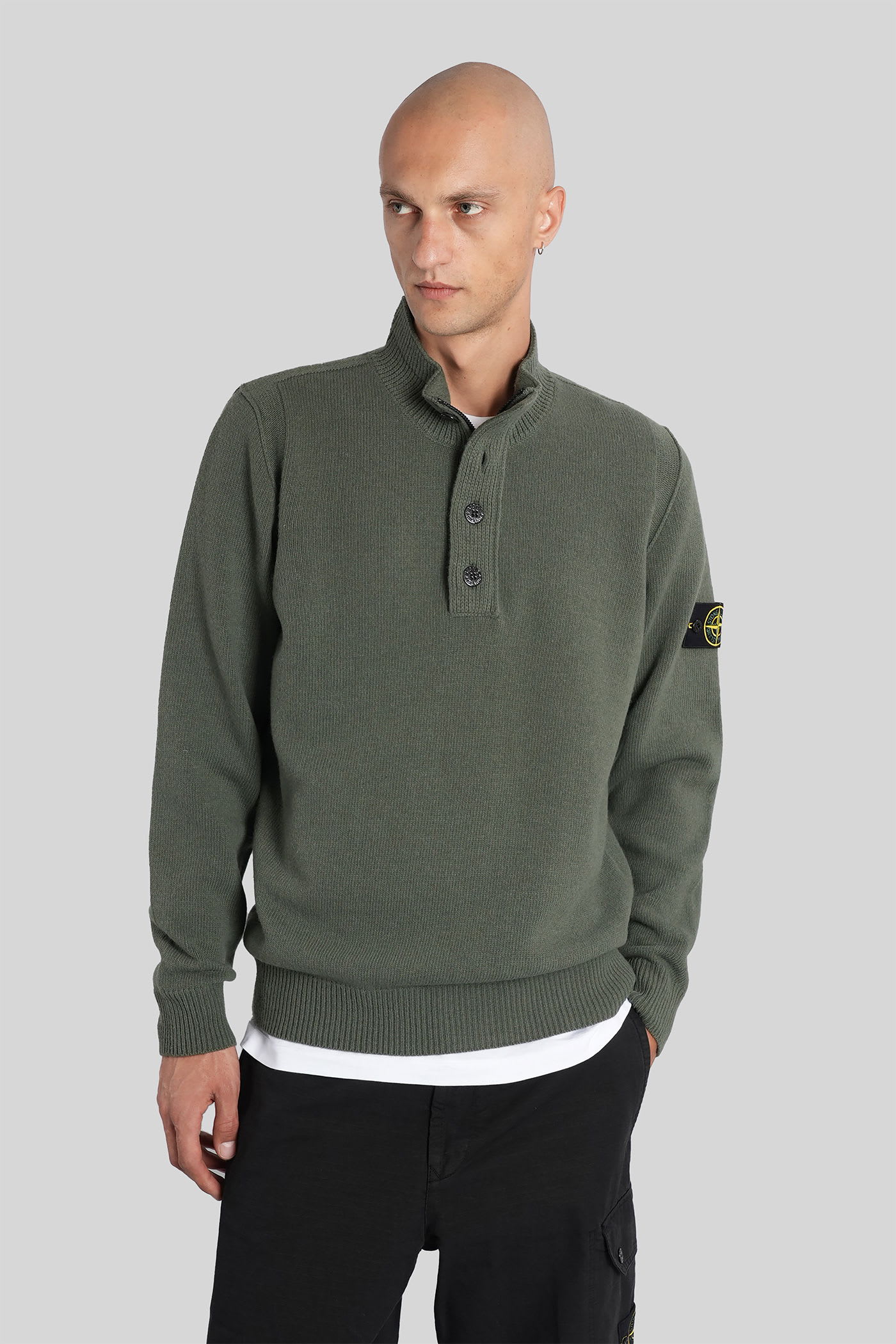 Stone Island Knitwear In Green Wool