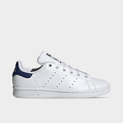 adidas Big Kids Originals Stan Smith Casual Shoes in White/Dark Blue Size: 3.5
