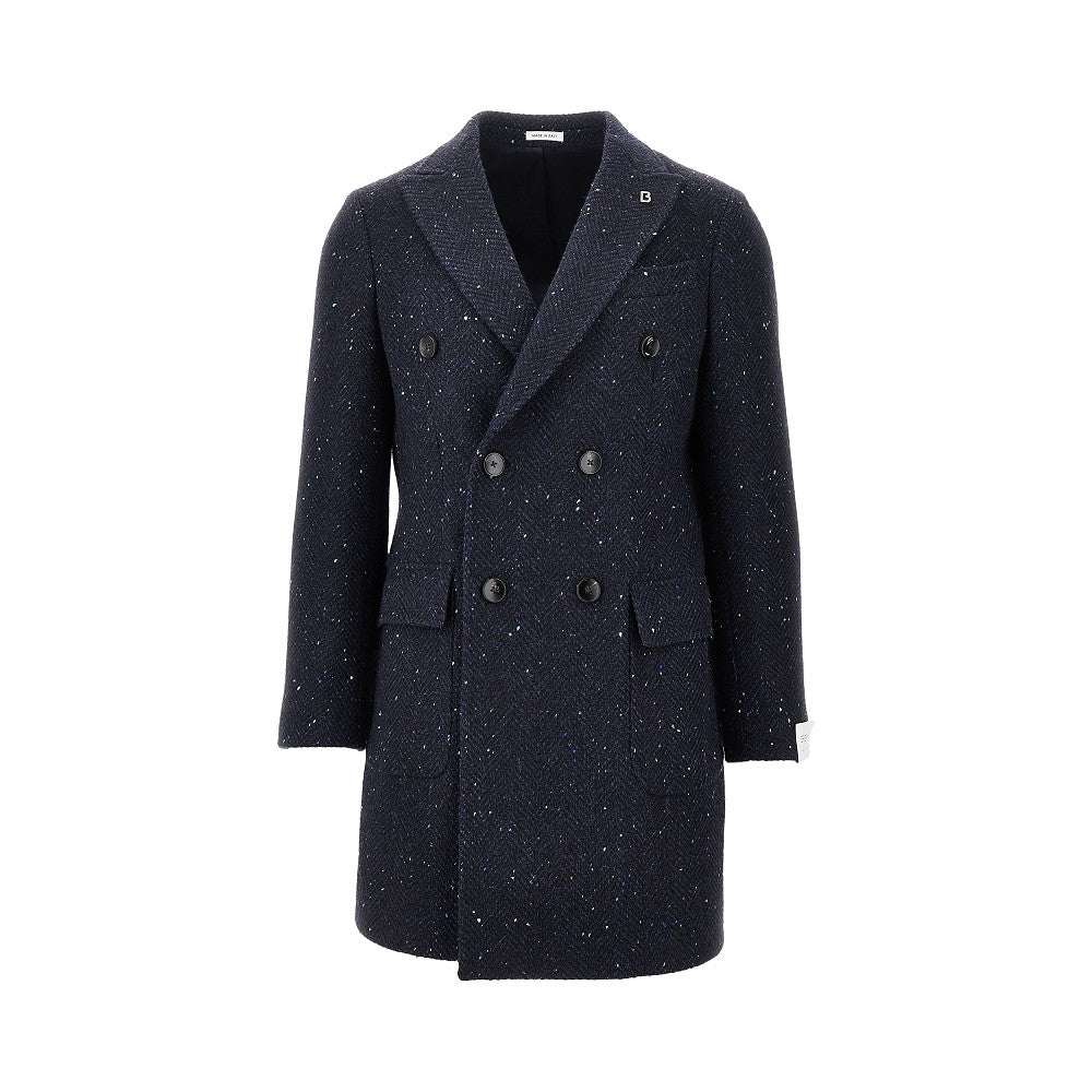 BRERAS Mouliné wool double-breasted coat Man
