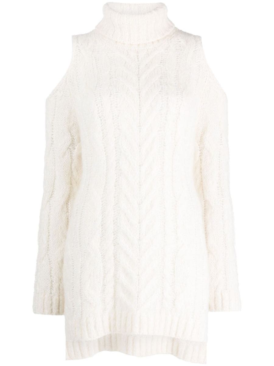 P. A.R. O.S. H. Cold-Shoulder Cable-Knit Jumper