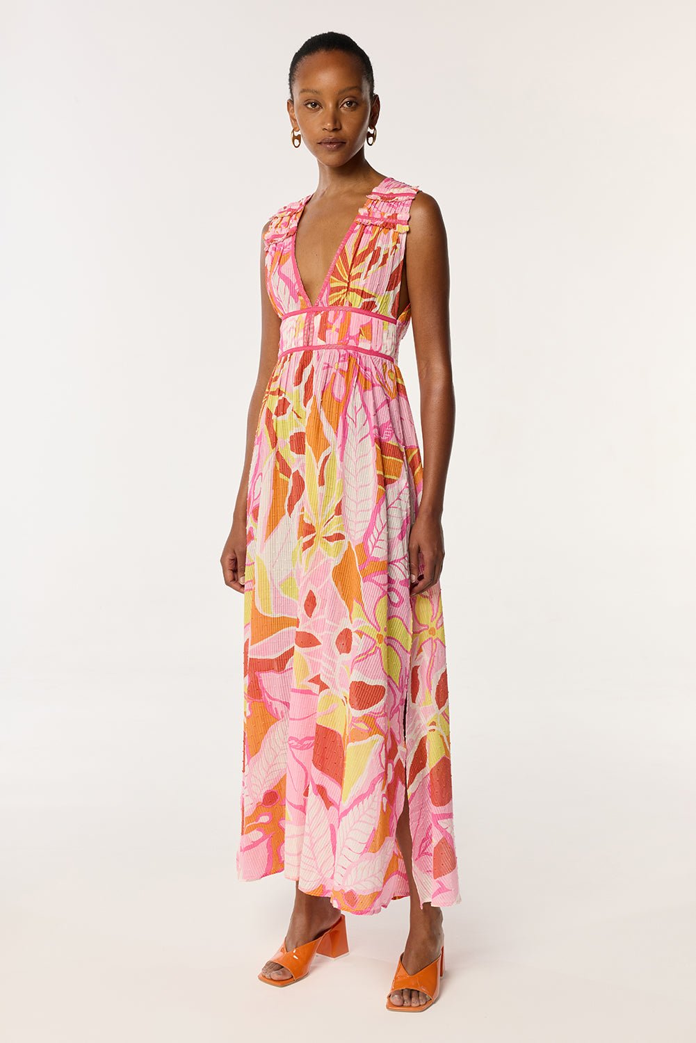 Long Dress Chiara - Pink Macro Lilium