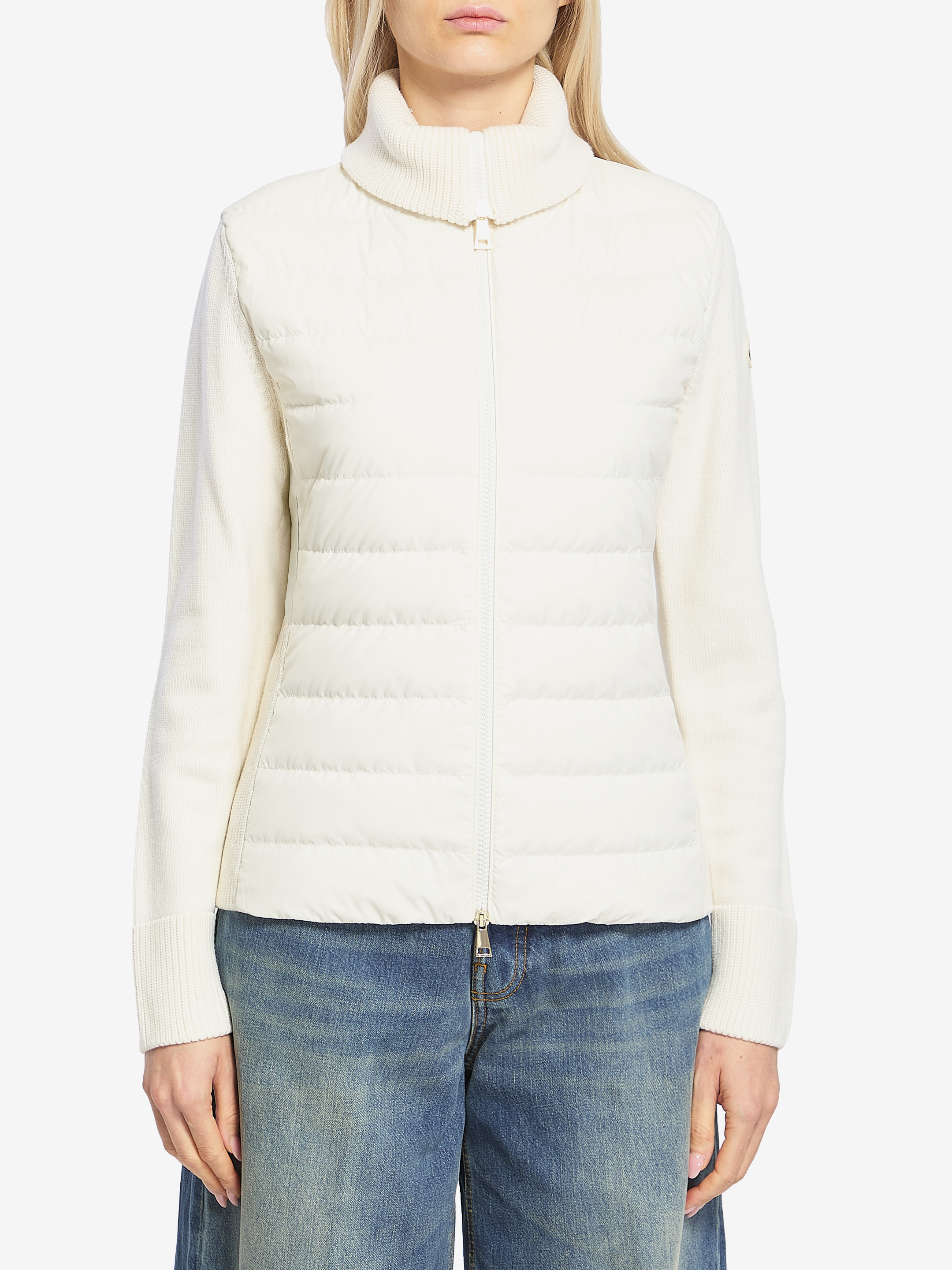 Padded cardigan with high collar