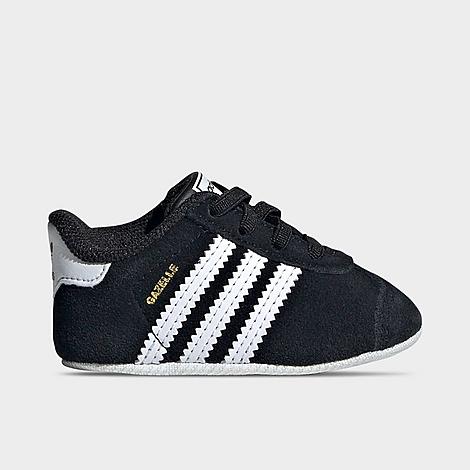 adidas Infant Originals Gazelle Stretch Lace Crib Shoes in Black/White Size: 4.0