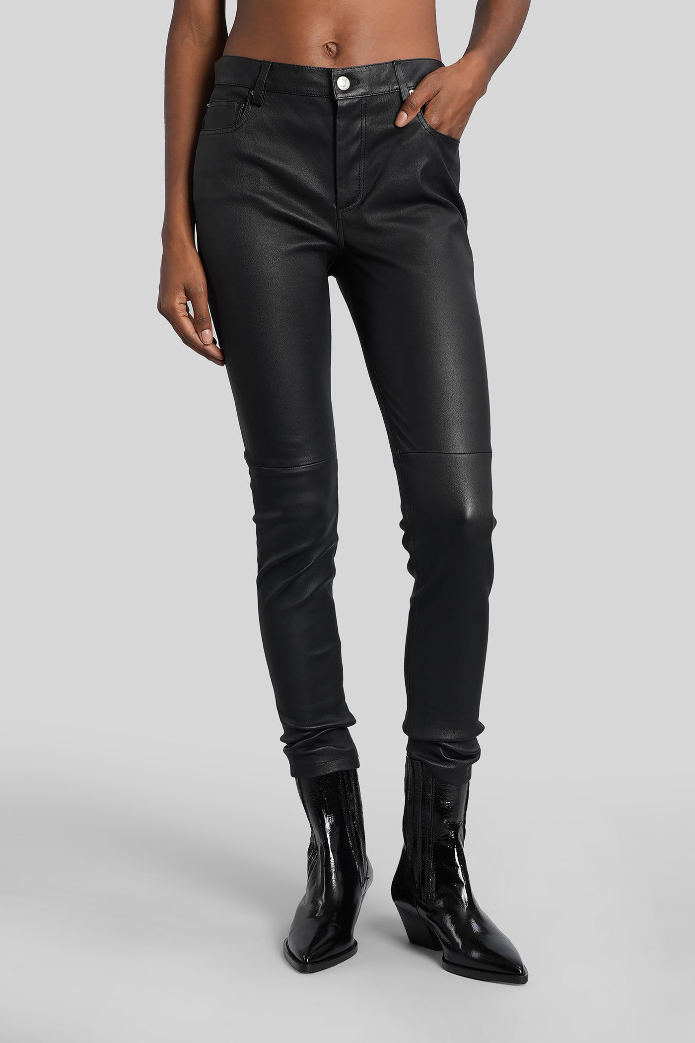 IRO Zaslim Pants In Black Leather