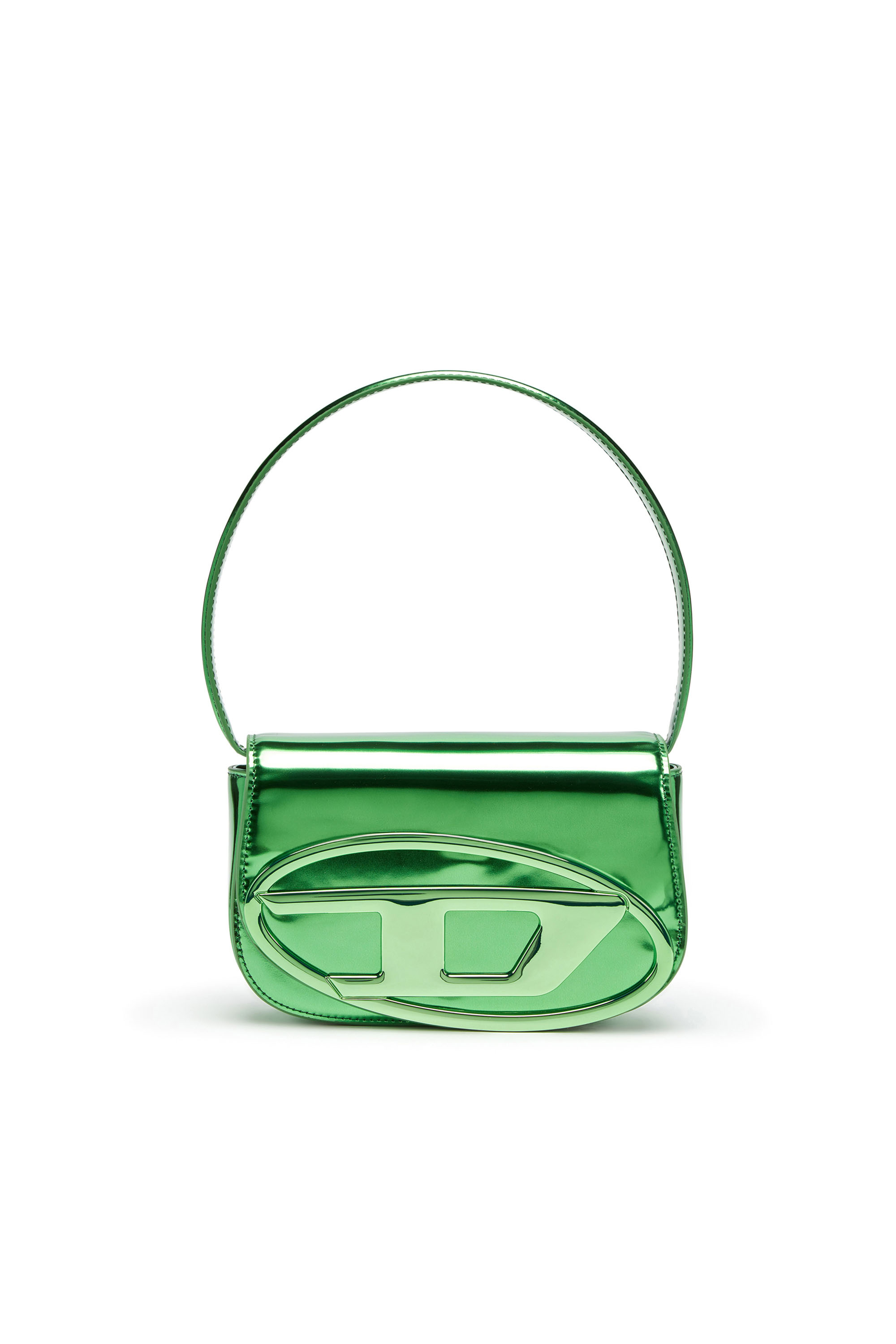 Diesel - 1DR-Iconic shoulder bag in mirrored leather - Shoulder Bags - Woman - Green