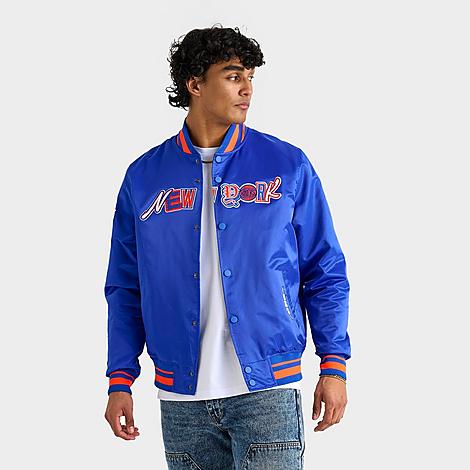 Pro Standard Men's New York Knicks NBA City Ransom Satin Jacket in Royal Blue Size: Small