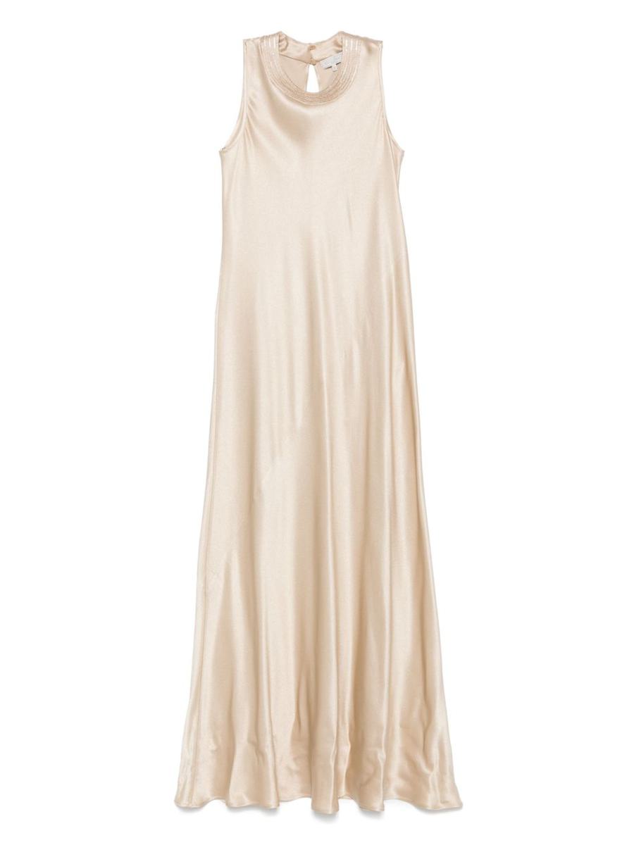 Antonelli Beige Silk Blanded Long Dress