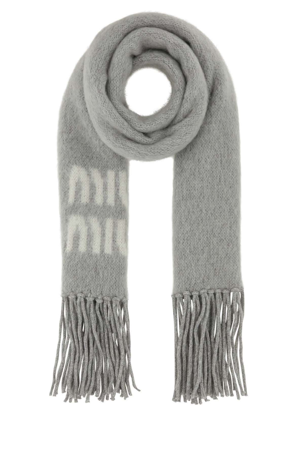 Miu Miu Grey Mohair Blend Scarf