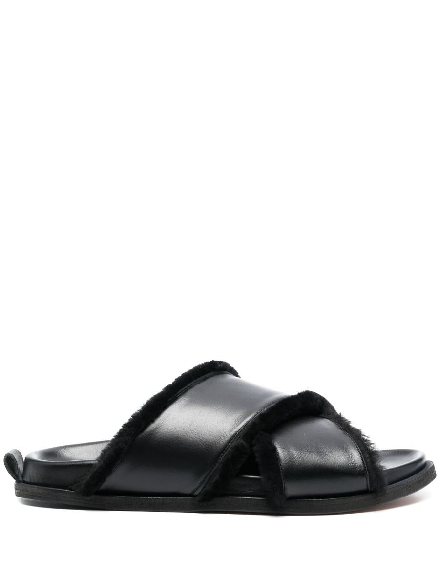 Forte_Forte Shierling And Leather Crossed Sandals Shoes